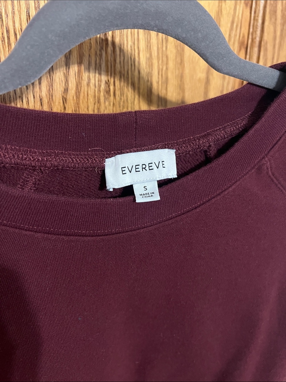 Evereve Women's Burgundy Crewneck Sweater with Velvet Stripe Detail - Picture 2 of 3